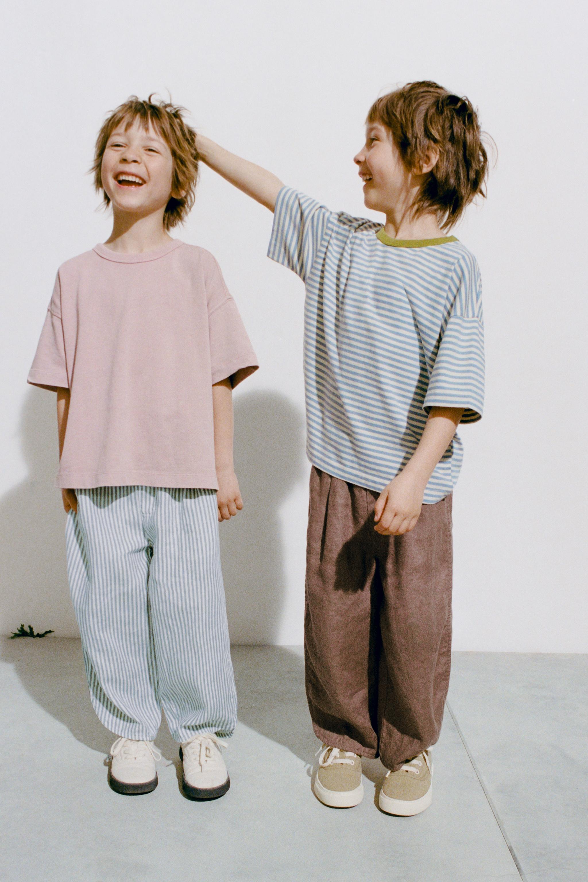 STRIPED 100% LINEN PANTS